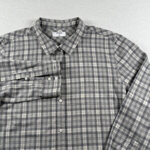 UNTUCKit Women's Size 16 Plaid Button Down Long Sleeve Shirt Gray Ivory Top‎